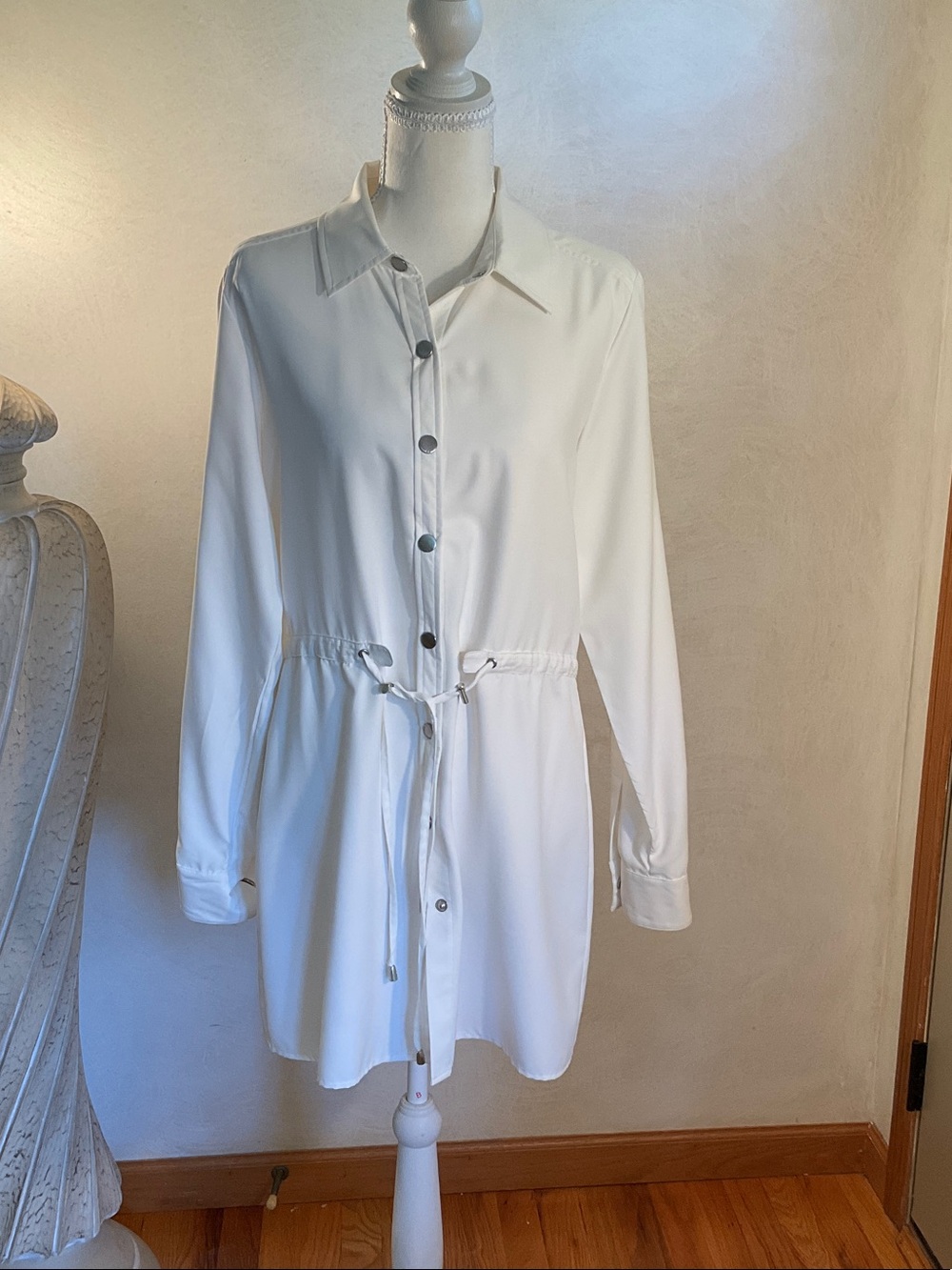 Calvin Klein white Button-Down Drawstring jacket